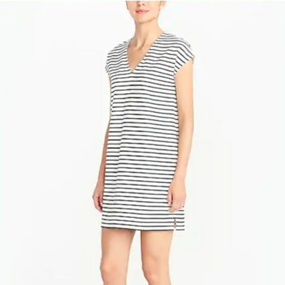 J. Crew Striped V Neck Dress M